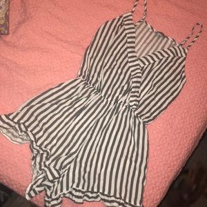 Black and white striped romper